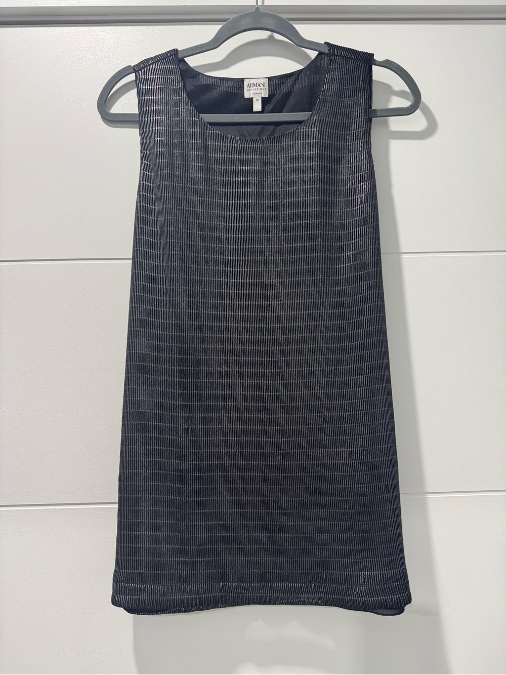 Armani Collezioni Black Textured Sleeveless Shift Dress